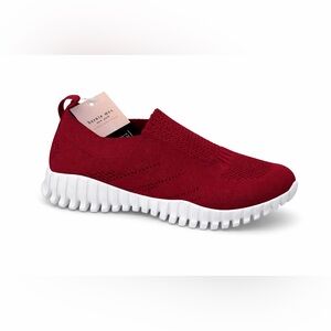 Bernie Mev Gravitas Burgundy Slip On Knit Comfort Sneakers